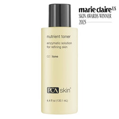 PCA SKIN Nutrient Face Toner being applied with a cotton pad for smooth pores.