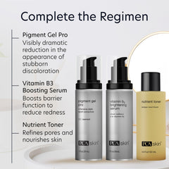 PCA SKIN Pigment Gel Pro daytime-use scene with sunscreen nearby.