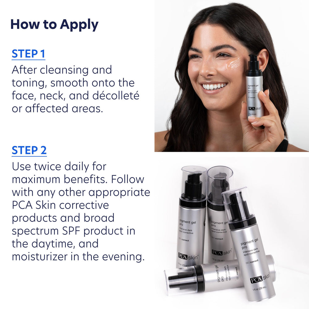 PCA SKIN Pigment Gel Pro application on clean skin for spot treatment.