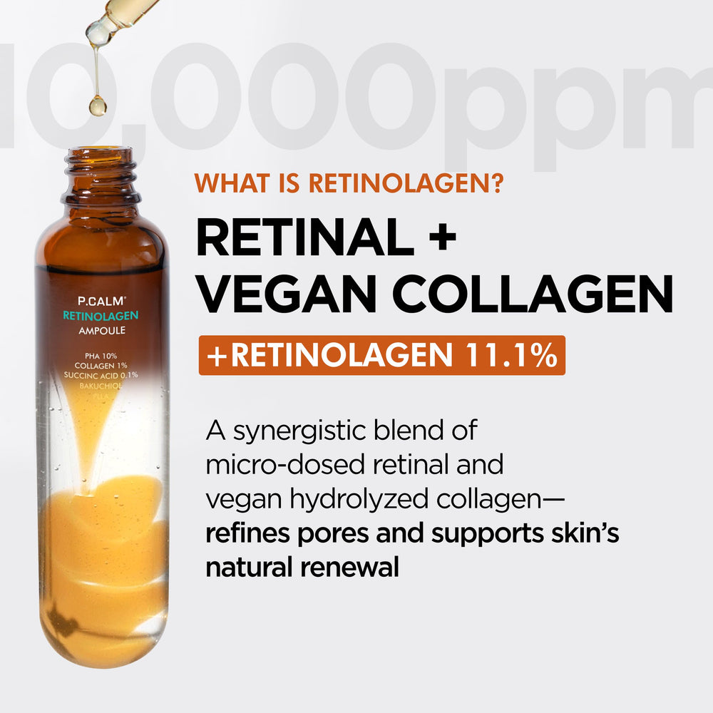P.CALM Retinolagen Ampoule texture on skin showing even absorption and radiance