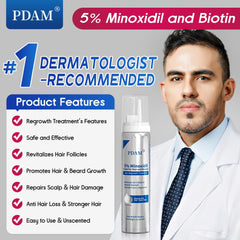 Pdam Minoxidil foam on beard for thicker coverage