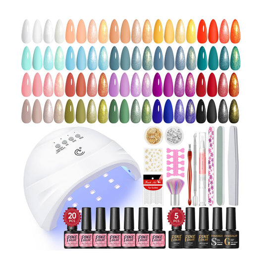PEACECOLOR 38-piece gel kit with assorted shades for at-home manicures
