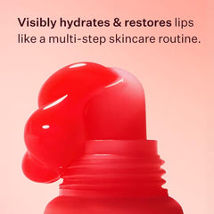 Close-up of Peach & Lily Cherry Crush shows cushiony texture and glossy shine.