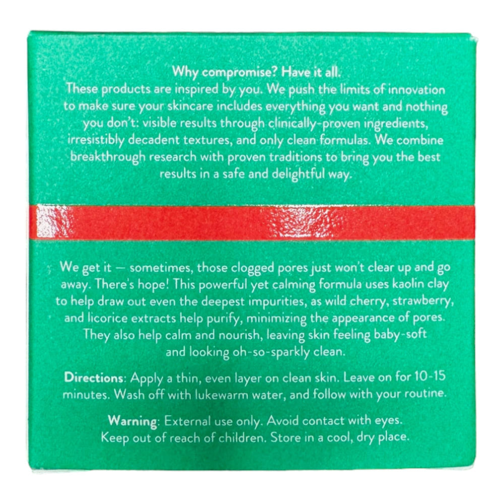 Peach & Lily Pore Proof ingredients graphic highlights wild cherry, strawberry, and licorice.