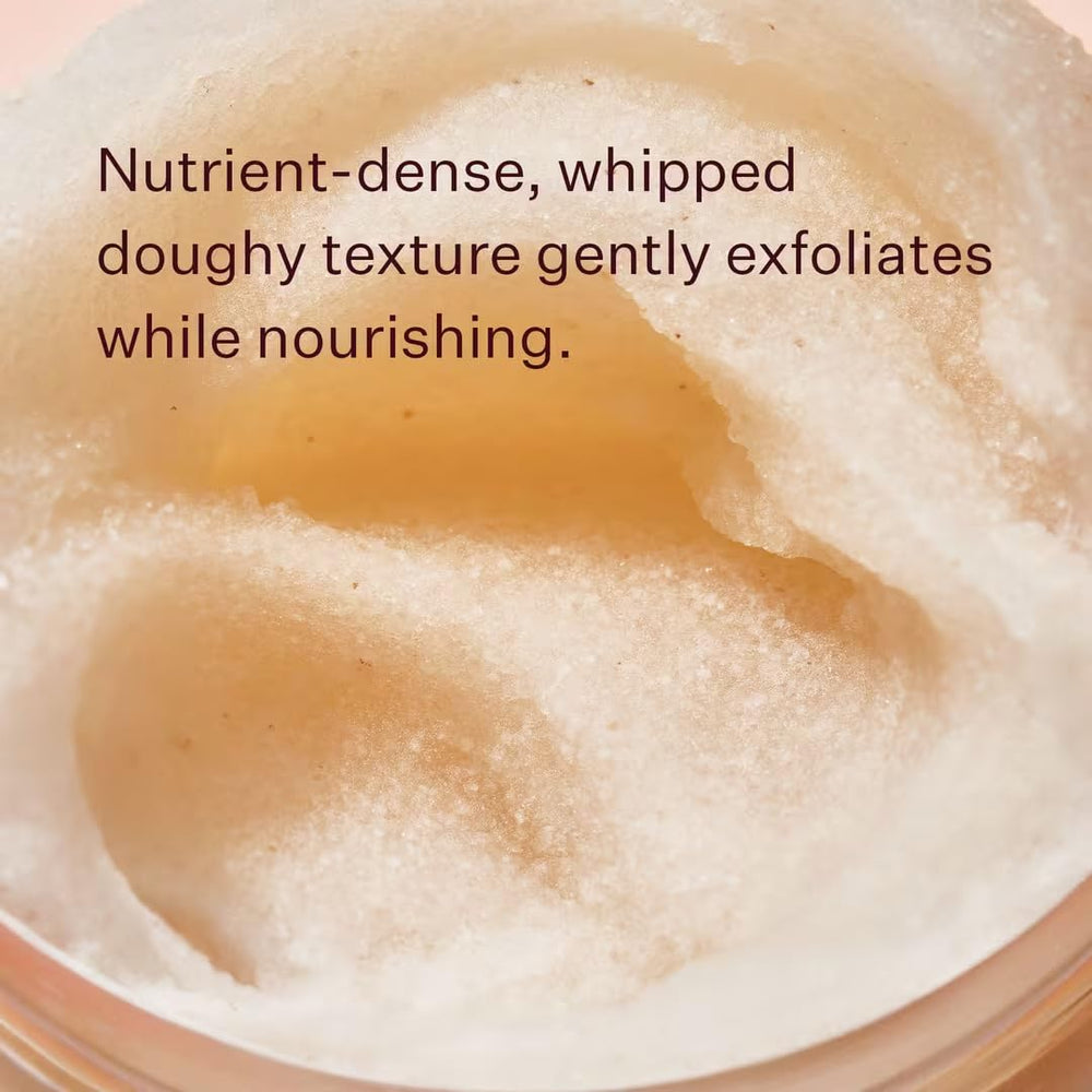 Close-up of whipped dough texture from Peach & Lily Rice Dough Scrub