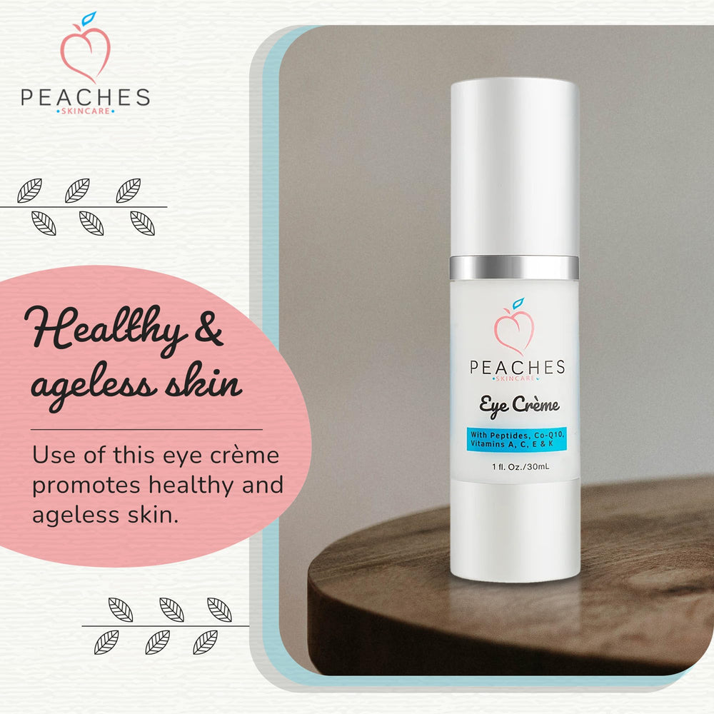 Peaches Skin Care Under Eye Cream Co-Q10 ingredient detail signals nourishing care
