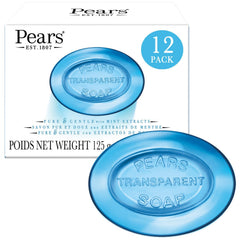 Pears glycerin soap in translucent blue pack with mint extract for refreshing cleanse
