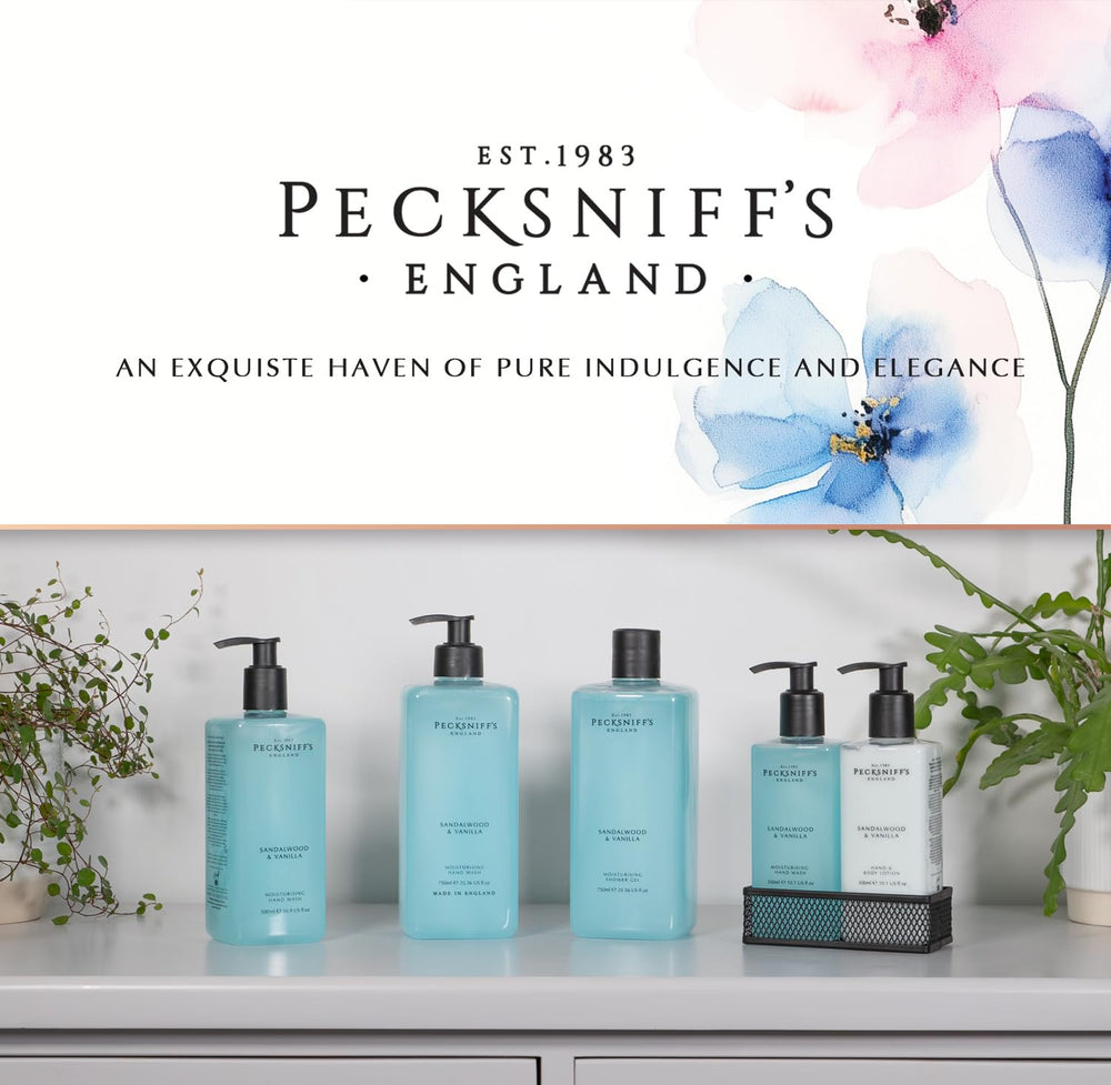 Pecksniff's 1L bottle on a shelf signals a generous, ongoing supply.