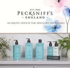Pecksniff's 1L bottle on a shelf signals a generous, ongoing supply.