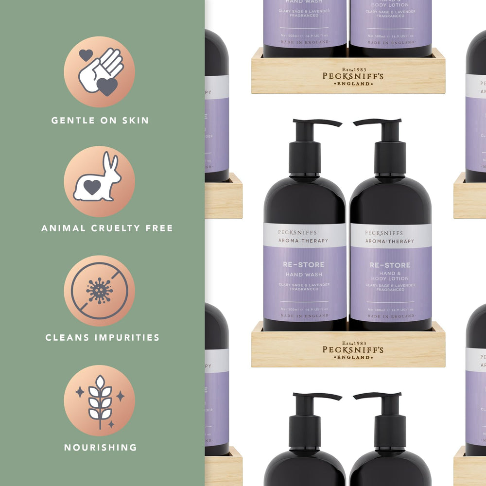 Pecksniff's Aroma Therapy hand lotion pump providing lasting moisture for soft skin