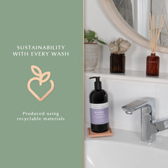 Shower scene with Pecksniff's Aroma Therapy products during a relaxing routine