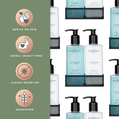 Pecksniff's set highlights sandalwood-vanilla scent for a warm atmosphere