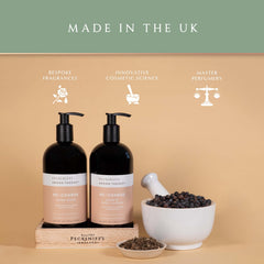 Elegant wooden caddy from Pecksniff's set on a bathroom vanity