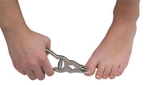 Pedifix curved-blade nail cutter for precise control on tough nails after soaking