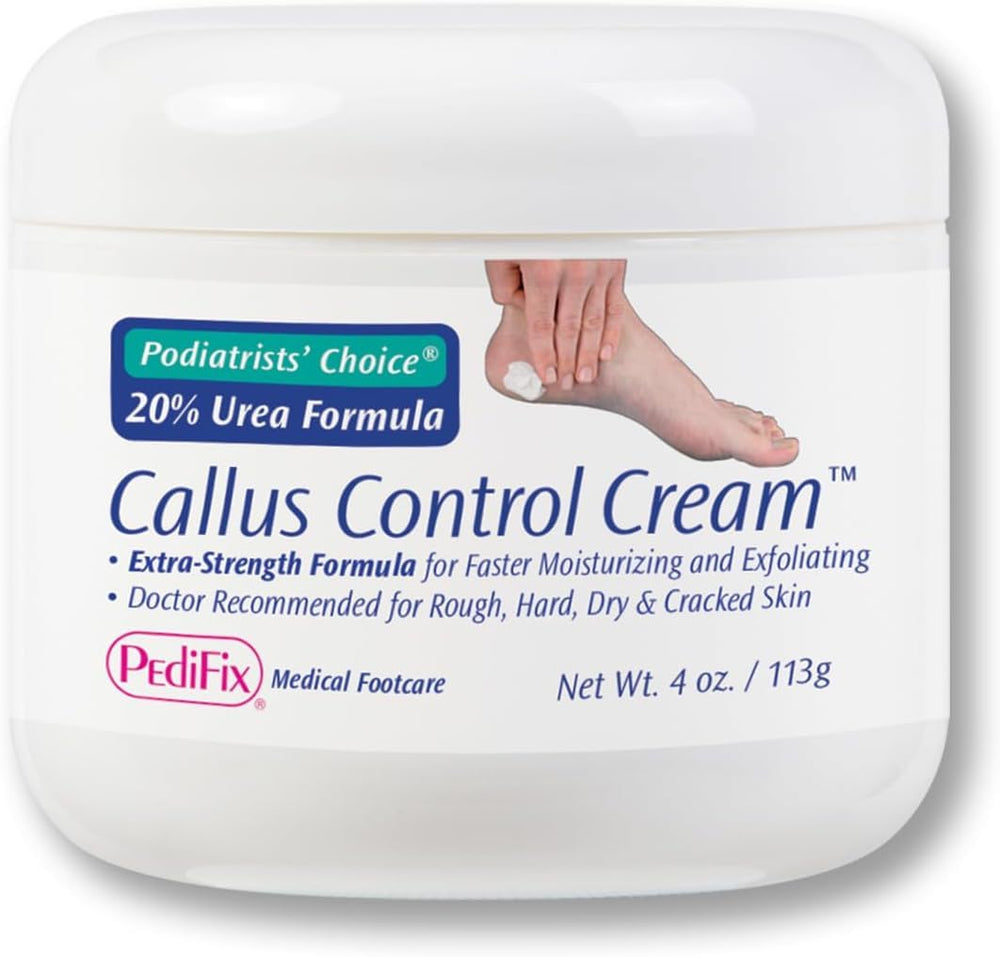 Pedifix foot moisturizer jar cream demonstrates a non-greasy formula for dry feet.