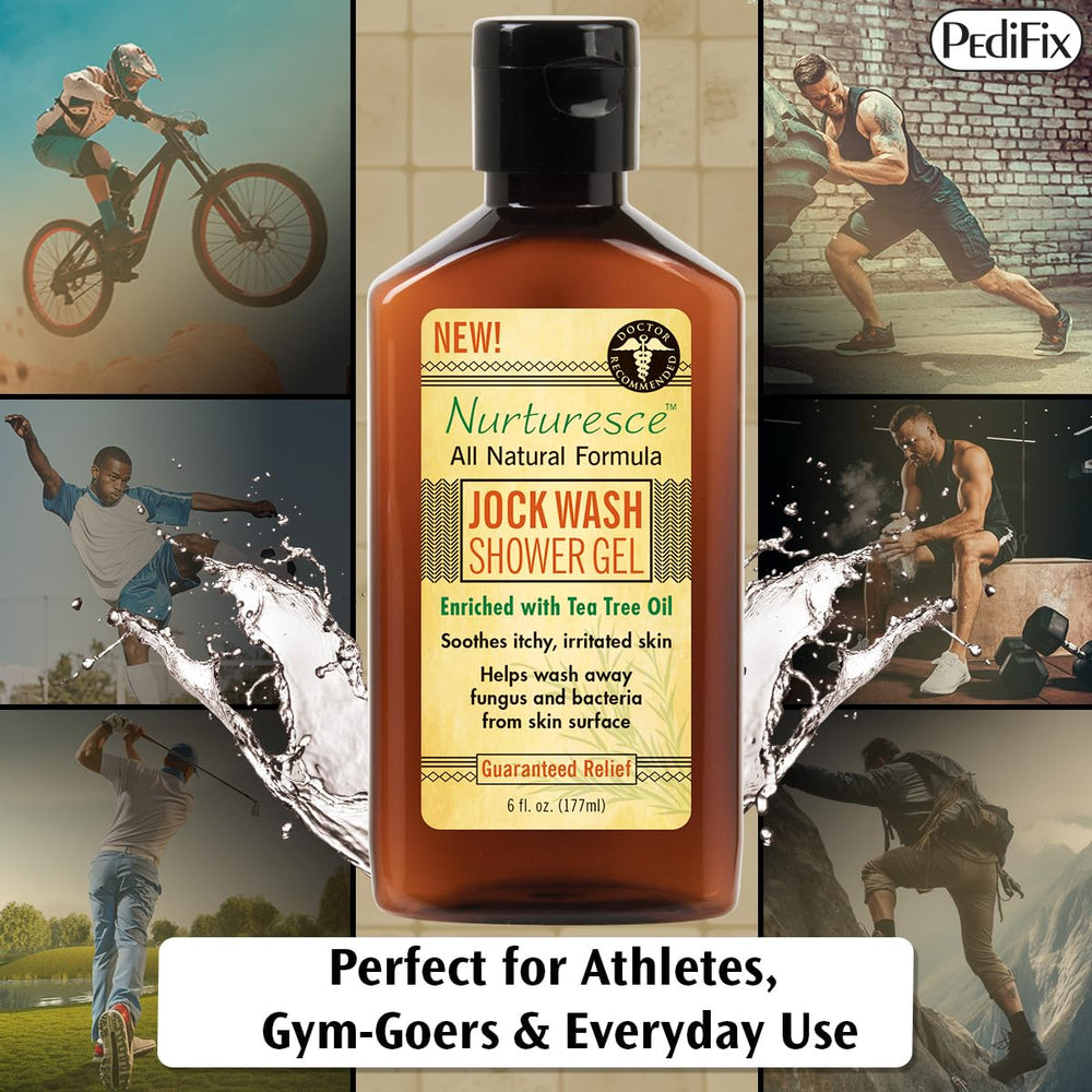 Pedifix Nurturesce Jock Wash features a light herbal scent