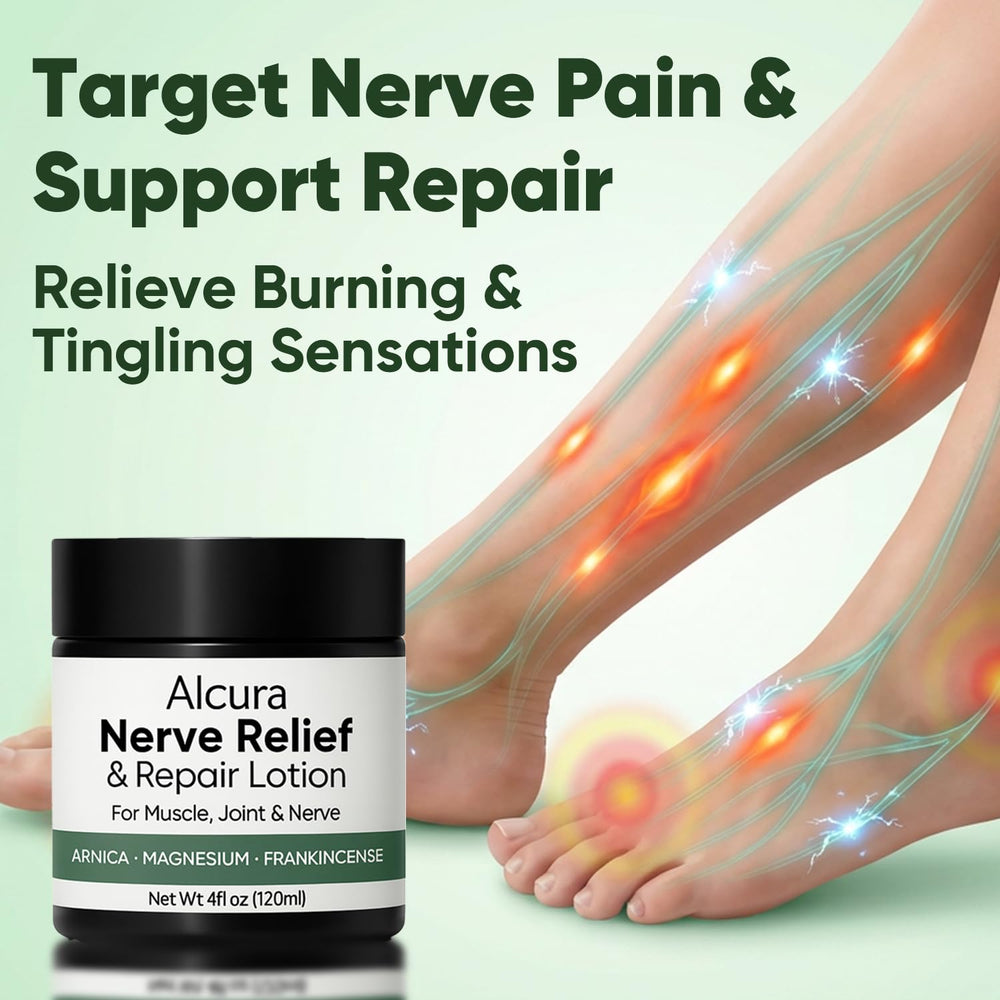 Peehss Alcura Nerve Cream on foot demonstrates everyday self-care