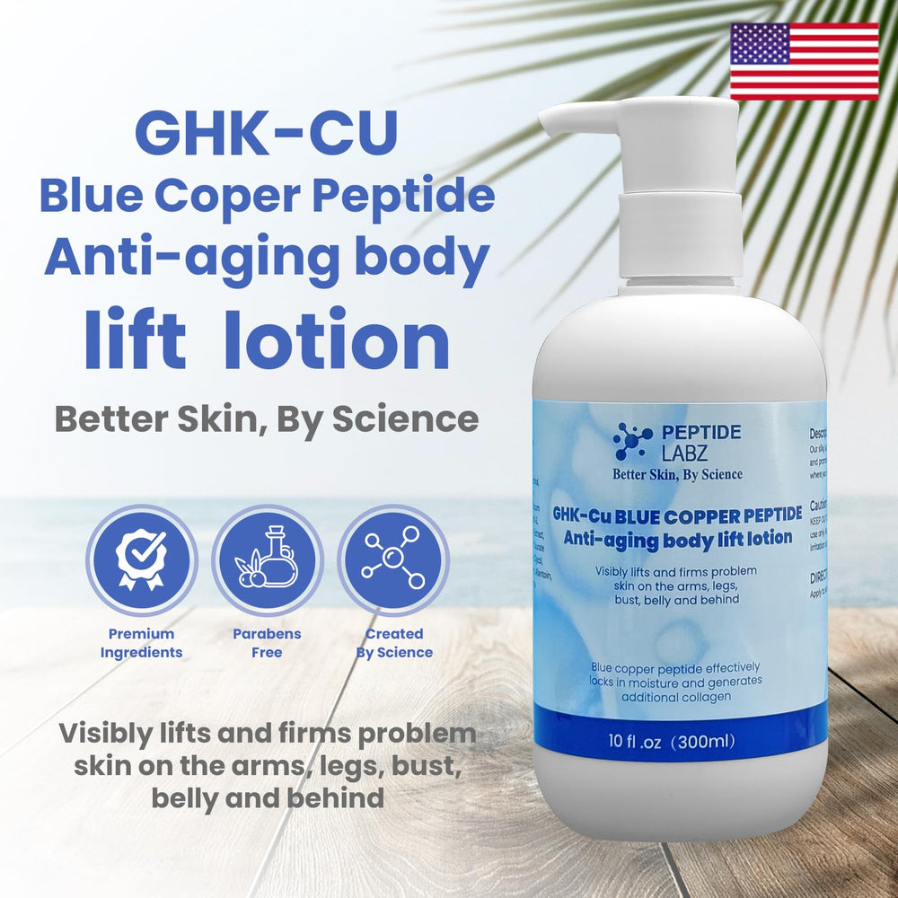 PeptideLabz Bottle pump dispensing lotion—easy, mess-free daily application.