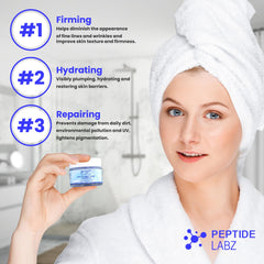 PeptideLabz copper peptide bottle close-up highlighting premium formula.