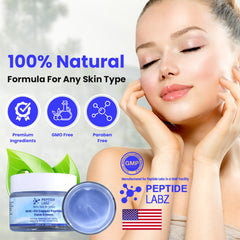 PeptideLabz cream swatch showing hyaluronic acid infusion for hydration.