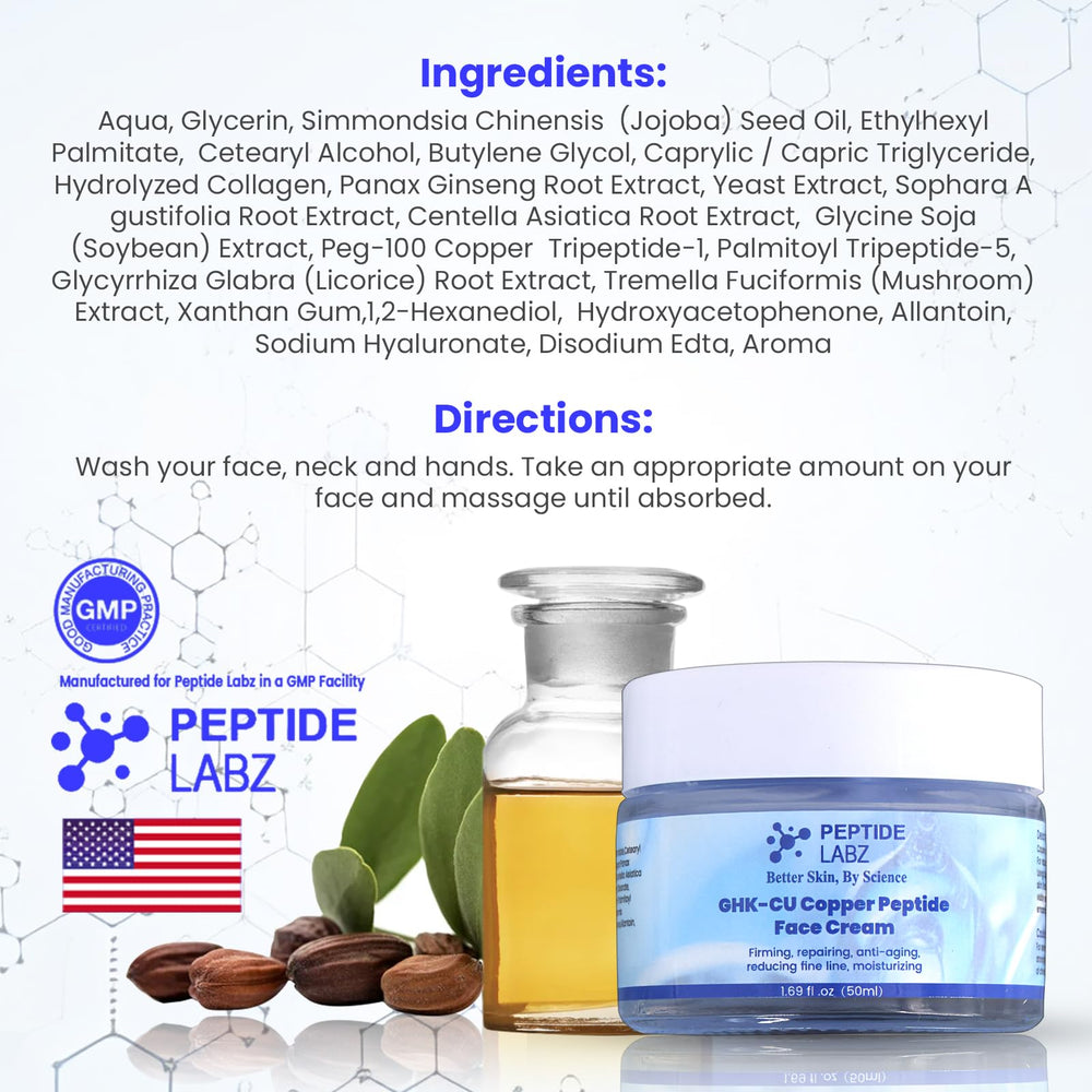 Label indicating GMP facility in the USA for PeptideLabz product.