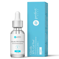 Perfect Image Glycolic 30% Peel bottle close-up showcasing exfoliation-ready benefits.