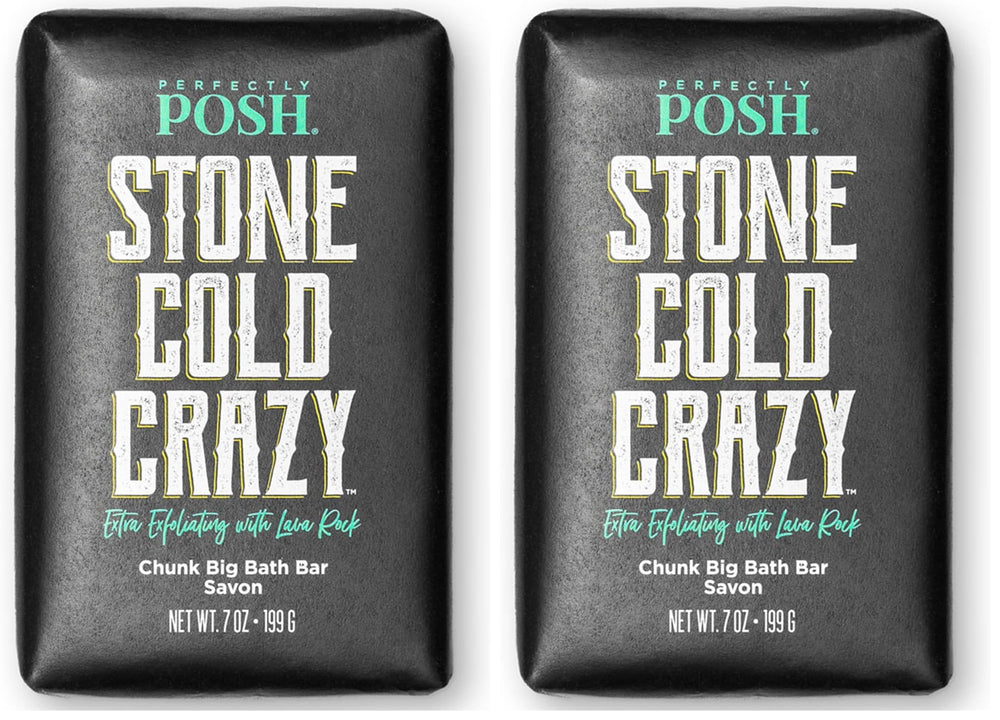 Perfectly Posh Stone Cold Crazy bath bar with energizing scent for a refreshing shower.