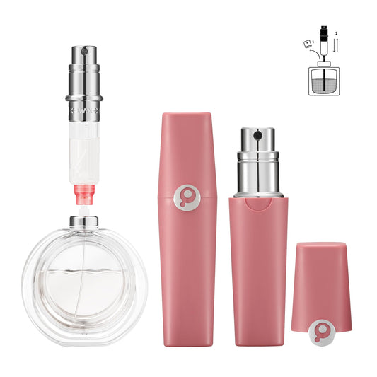 Perfume Pod ATOM01 Pink front view showcases compact, portable atomizer.
