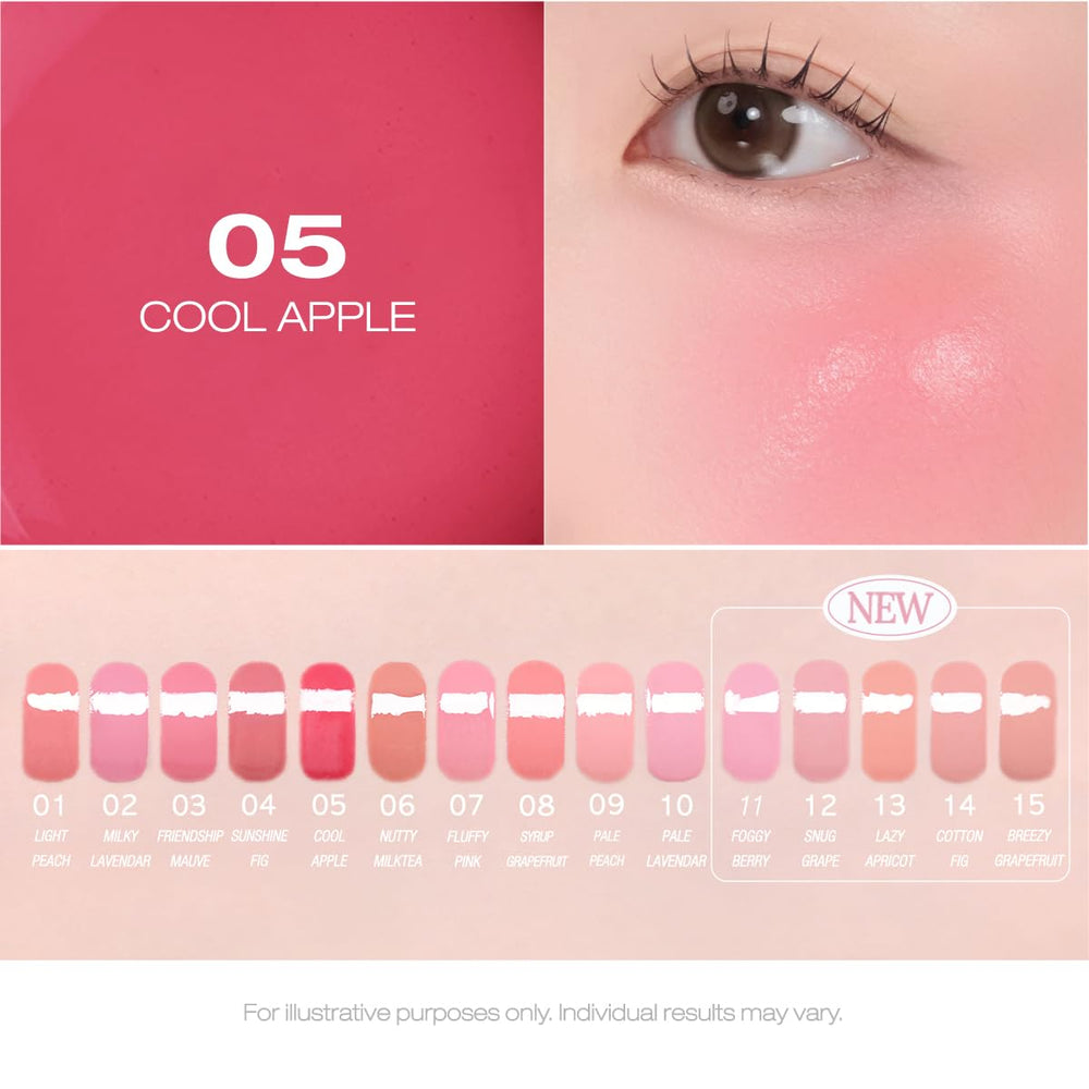 Peripera Syrupy Tok Cheek packaging close-up highlights shade 05 Cool Apple.