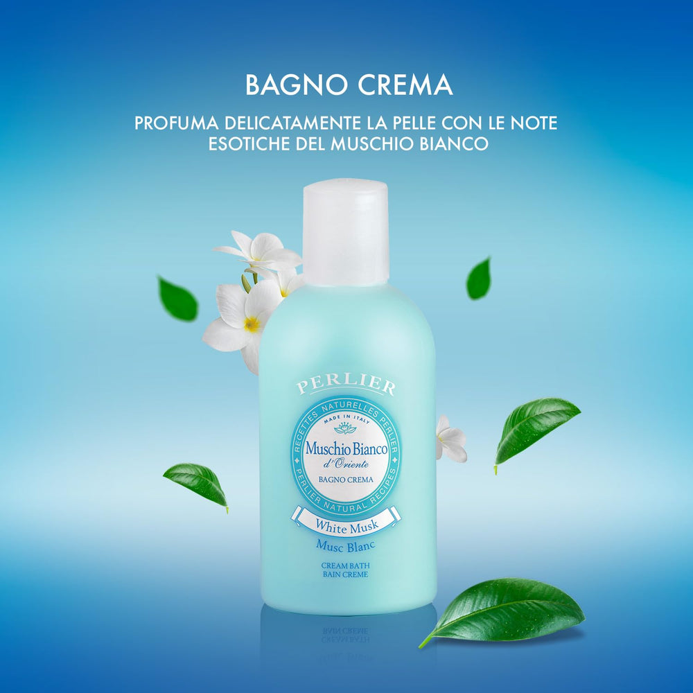 Perlier White Musk Bath Foam pump, rich bubbles for a calming shower.