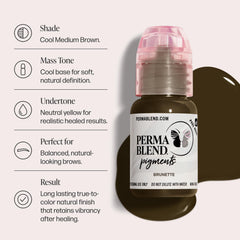 Perma Blend Brunette swatches on skin show cool brown undertone for authentic brows