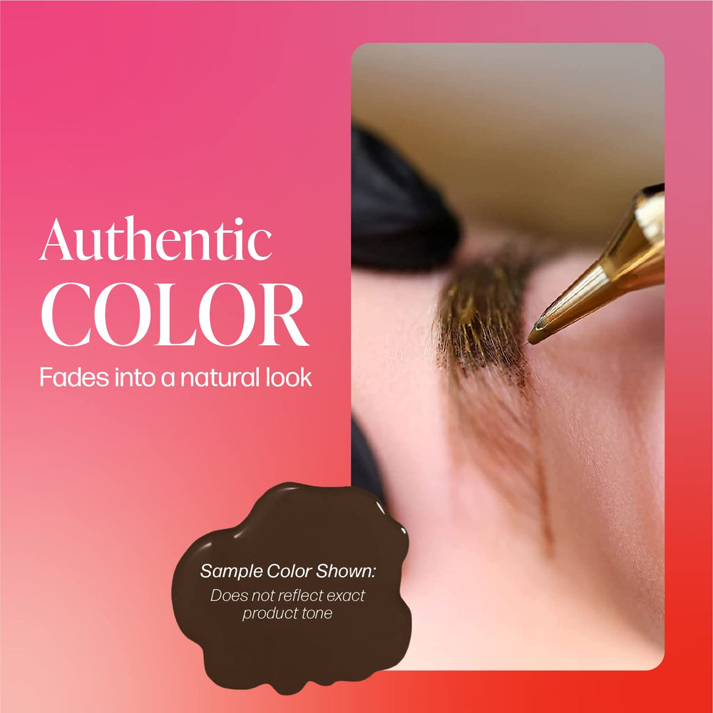 Perma Blend Espresso Brown brow pigment swatch card for shade suitability.