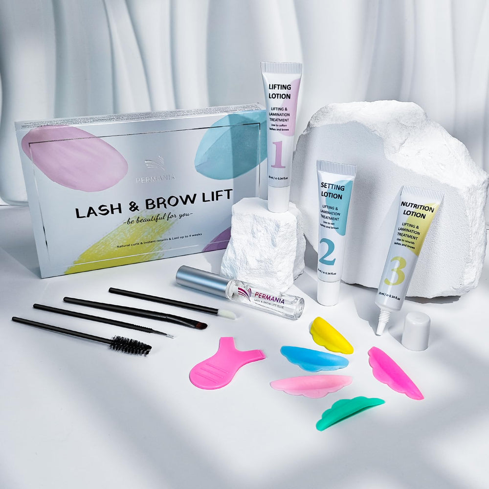 PERMANIA lash lift kit tube design shown for precise, mess-free application and consistent results.