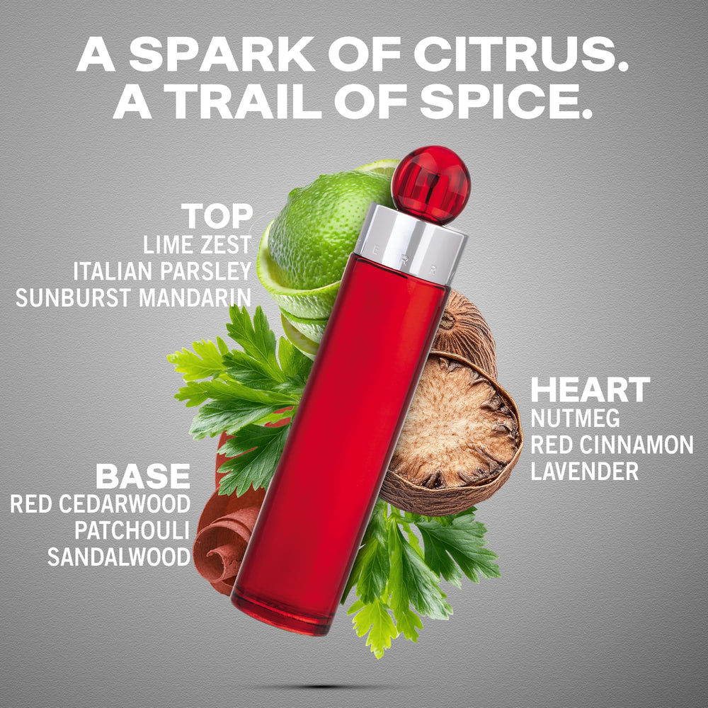 Perry Ellis 360 Red for Men bottle side — sleek design complements professional and casual looks.