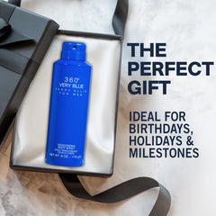 Perry Ellis 360° Very Blue mist in mid-air suggesting refreshed confidence