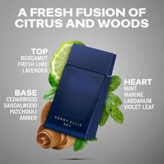 Perry Ellis Sky EDT bottle close-up, showcasing fresh citrus and woody notes.