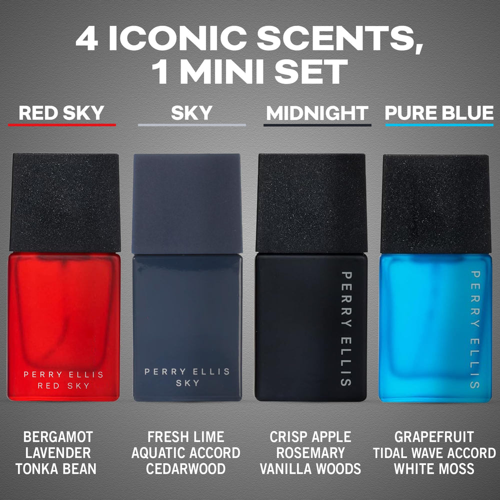 Perry Ellis Sky mini spray captures citrus and marine notes for versatile daytime use.