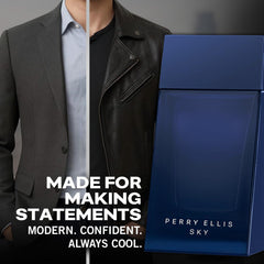 Perry Ellis Sky shower gel pour, refreshing cleanse with citrus freshness.