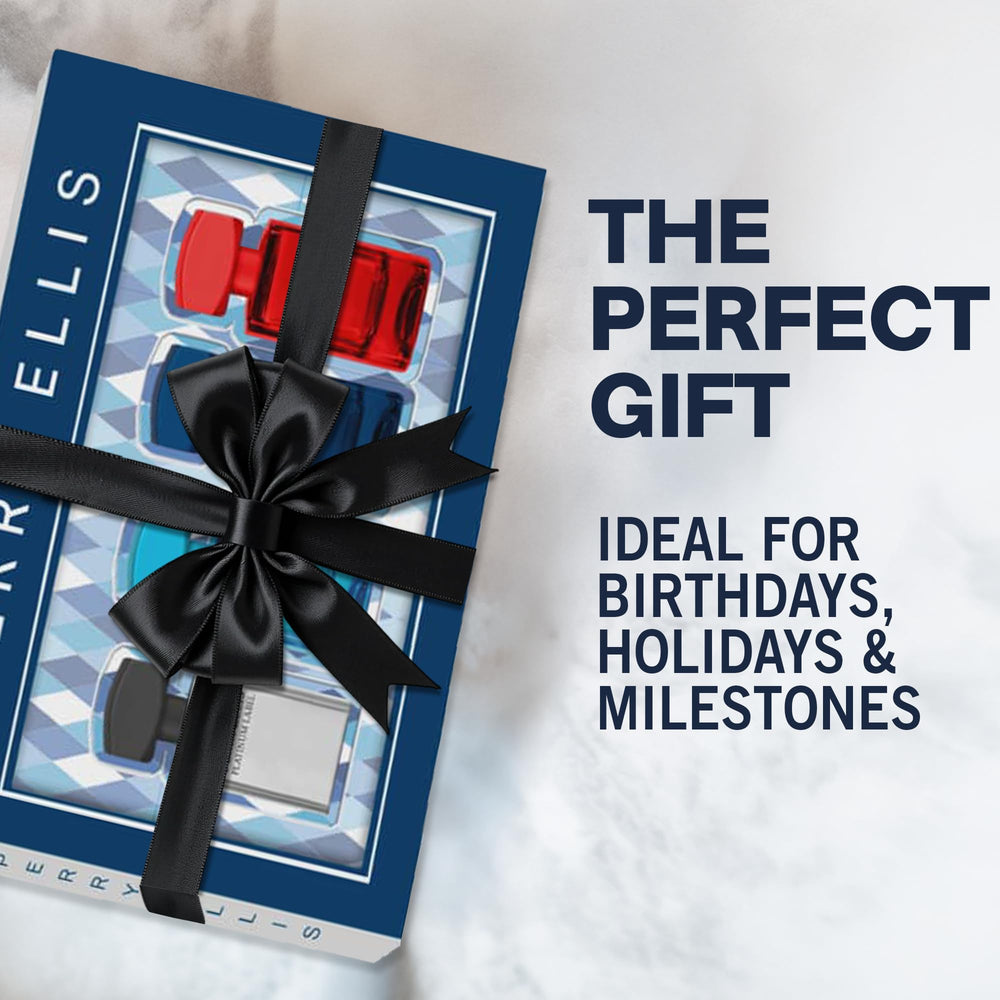 Perry Ellis travel size four-pack ready for gifting or on-the-go use.