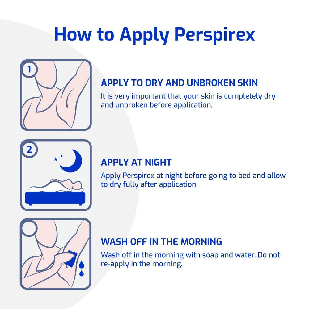 Perspirex clinical-strength logo visible, signaling trusted sweat protection