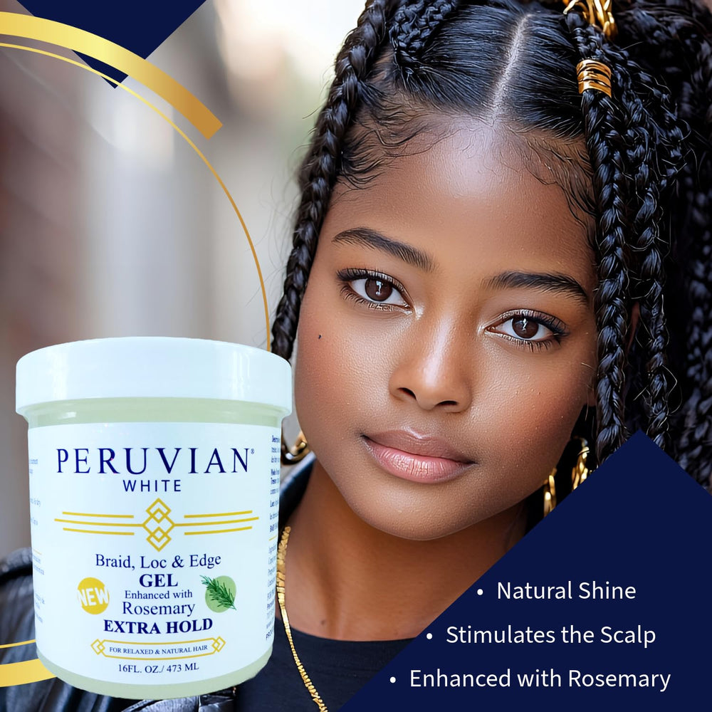 Peruvian White braid styling on braids demonstrates long-lasting shape and neat appearance.