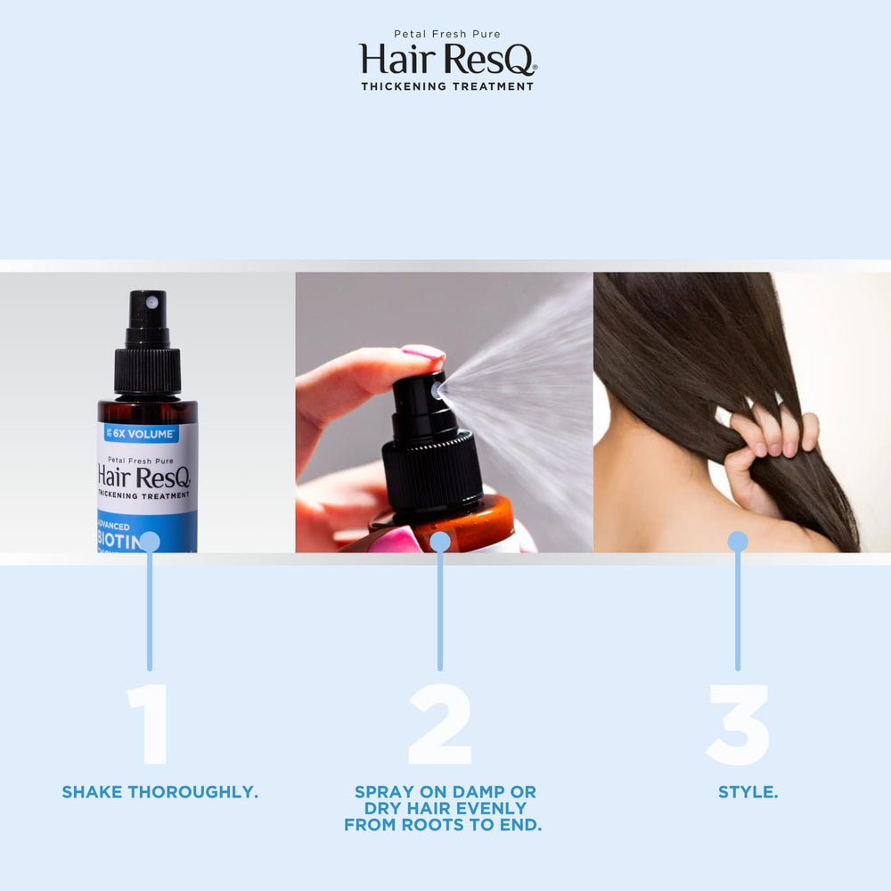 Fine hair volume demonstration with Hair ResQ spray for lift