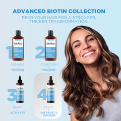 Hair ResQ application on dry hair showing quick absorption and non-sticky finish