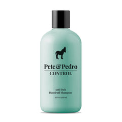 Pete & Pedro CONTROL bottle pour demonstrates easy application for scalp relief.
