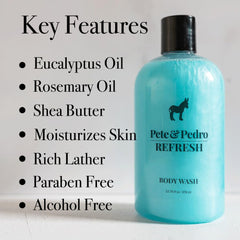 Pete & Pedro REFRESH lather: rich pearlescent foam cleanses without drying.