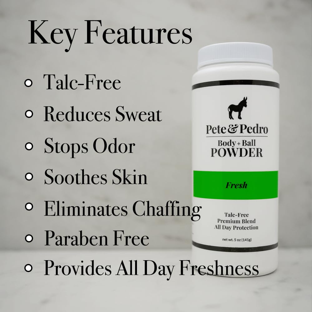 Pete & Pedro Body & Ball Powder Fresh packaging with two scent options