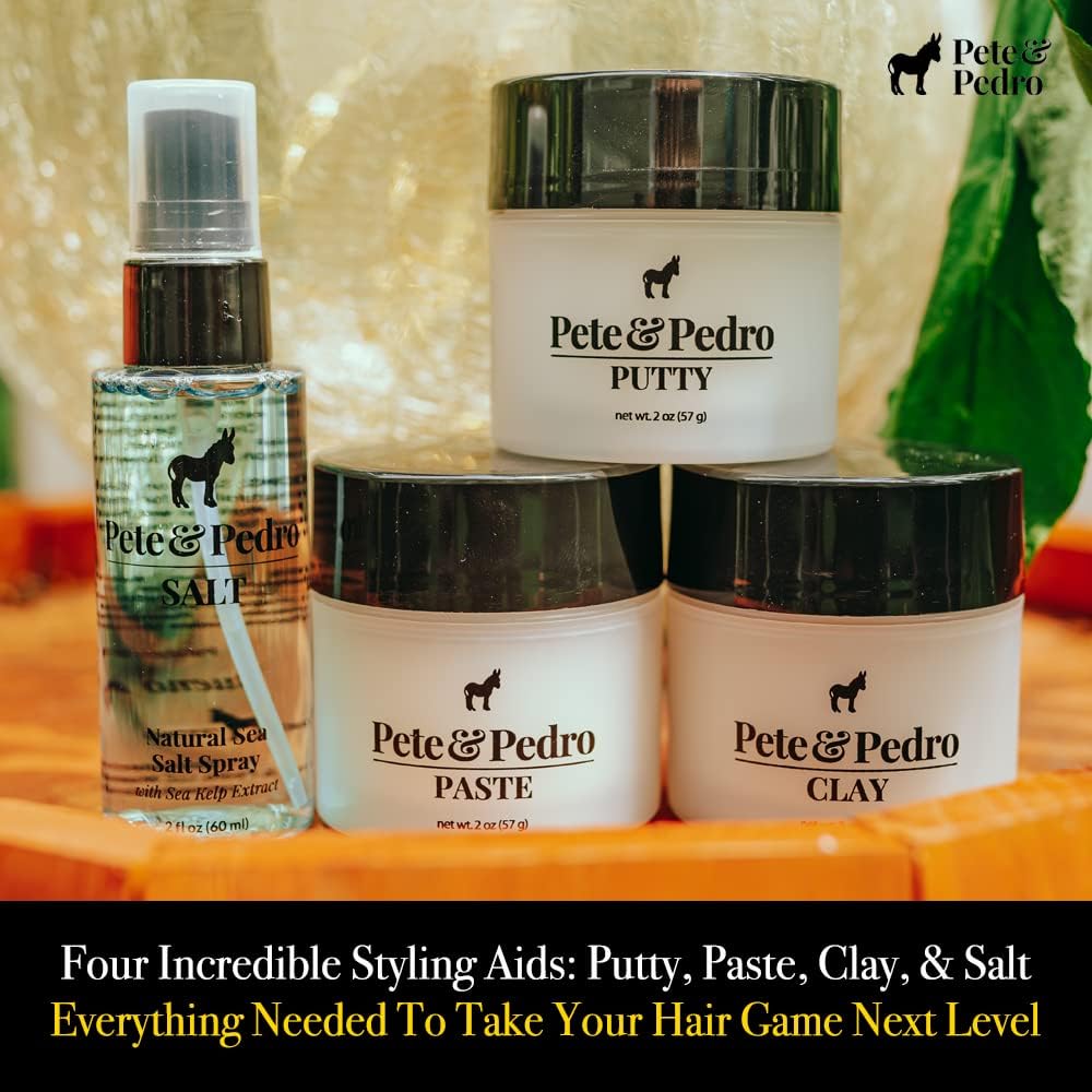 Pete and Pedro Clay tube shown for matte finish and all-day volume.
