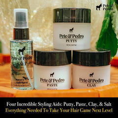 Pete and Pedro Clay tube shown for matte finish and all-day volume.