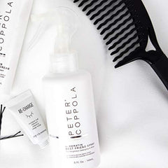 Peter Coppola a-Keratin Best Friend Spray on shelf in salon-style setting.