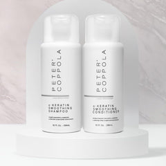 Closeup of Peter Coppola a-Keratin smoothing conditioner with avocado oil benefits
